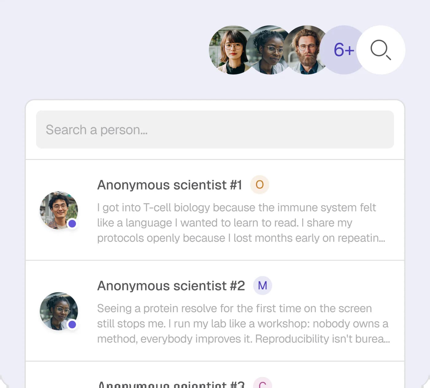 Collaborators list with team avatars