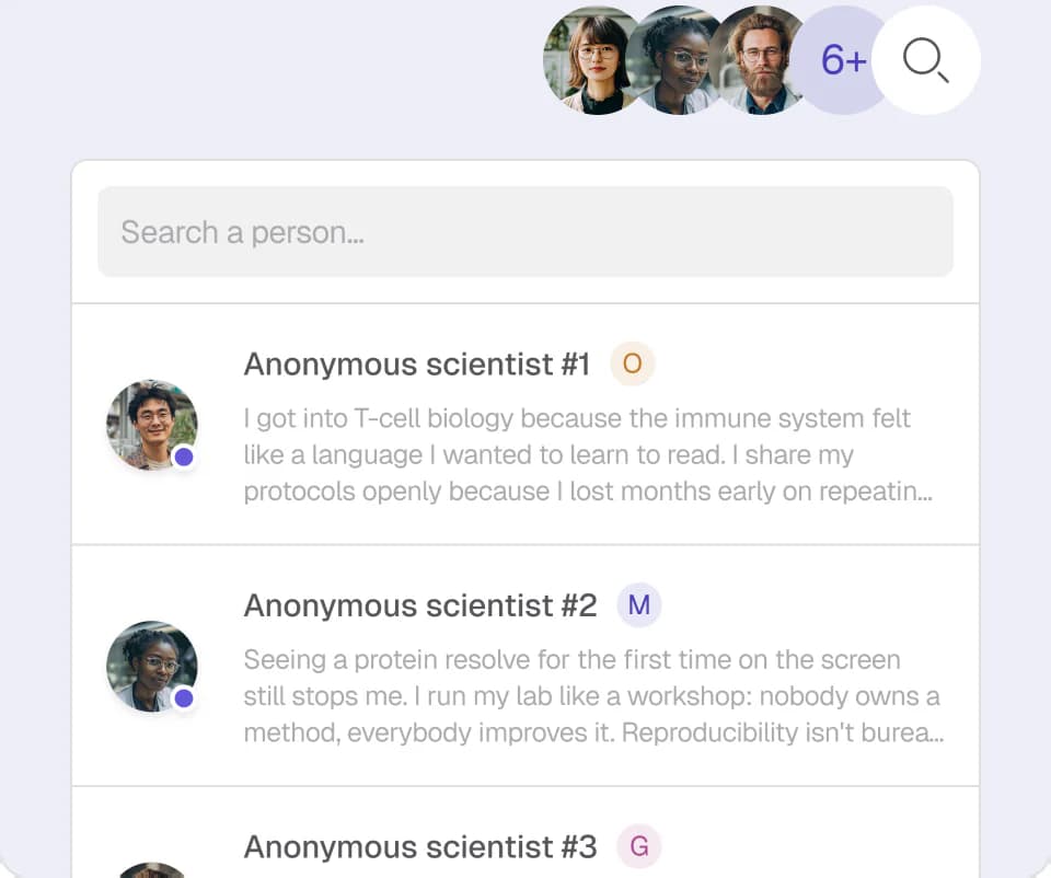 Collaborators list with team avatars