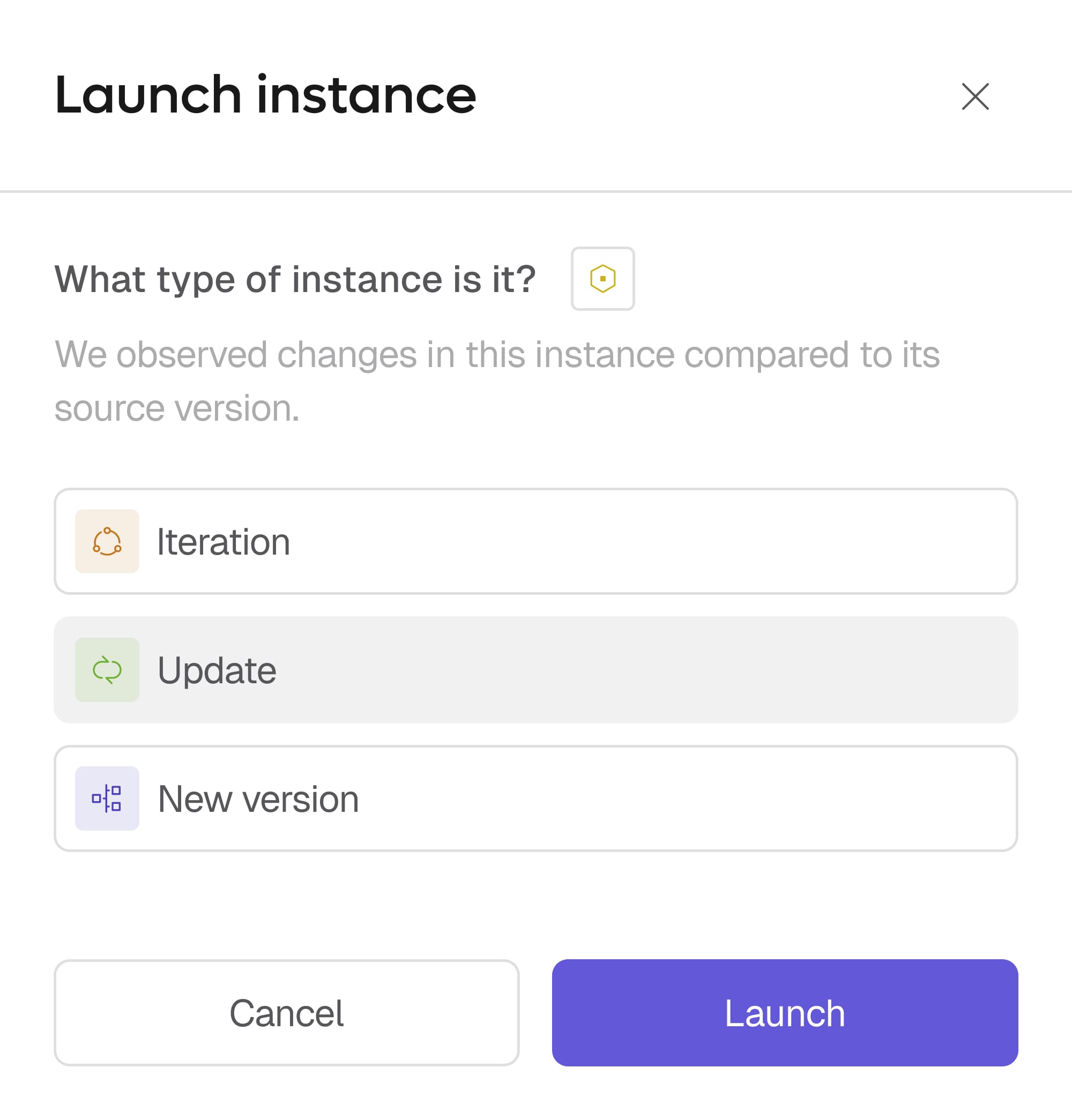 Launch instance dialog
